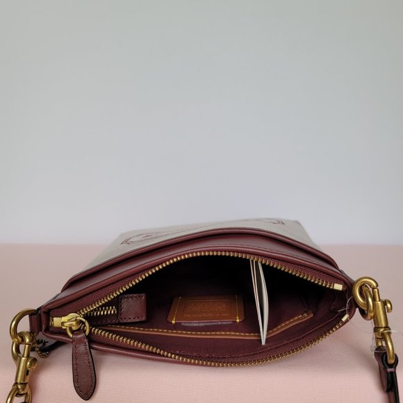 COACH Kitt Badge Jacquard & Smooth Leather Crossbody- Wine Multi ⭐ - Picture 12 of 16